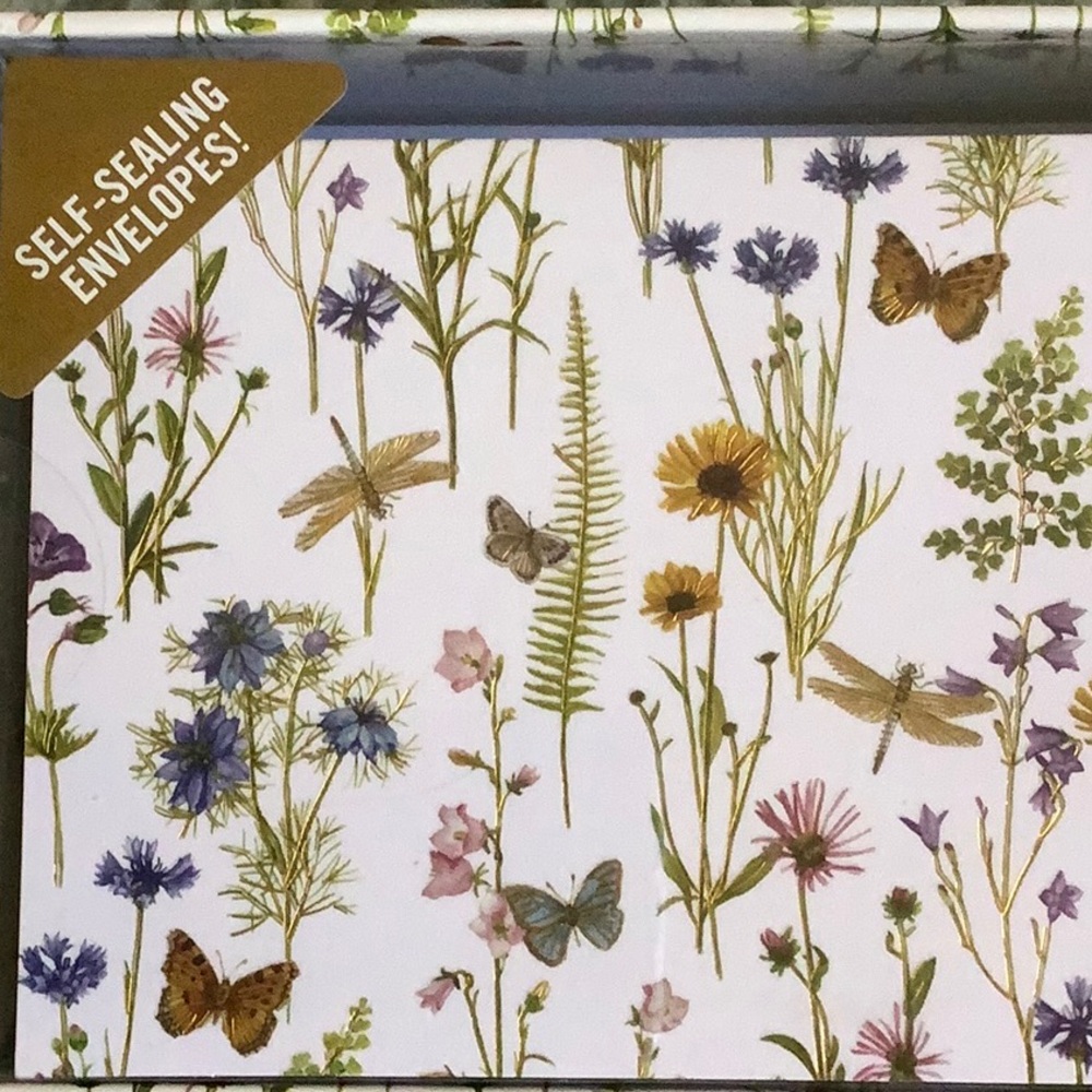 Wildflower Garden Botanical Floral Butterfly Dragonfly Note Cards NWT 14ct - Picture 2 of 15